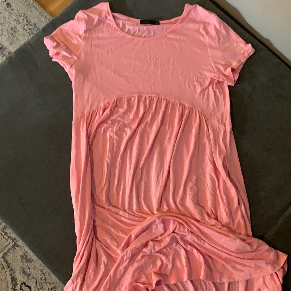 Pink hi lo maternity dress